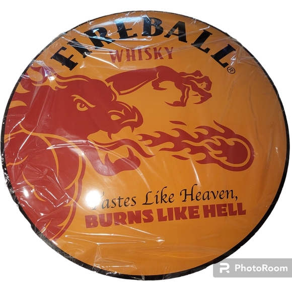 Fireball | Art | Fireball Whisky Yellow 5 Round Dome Sign Tastes Like ...